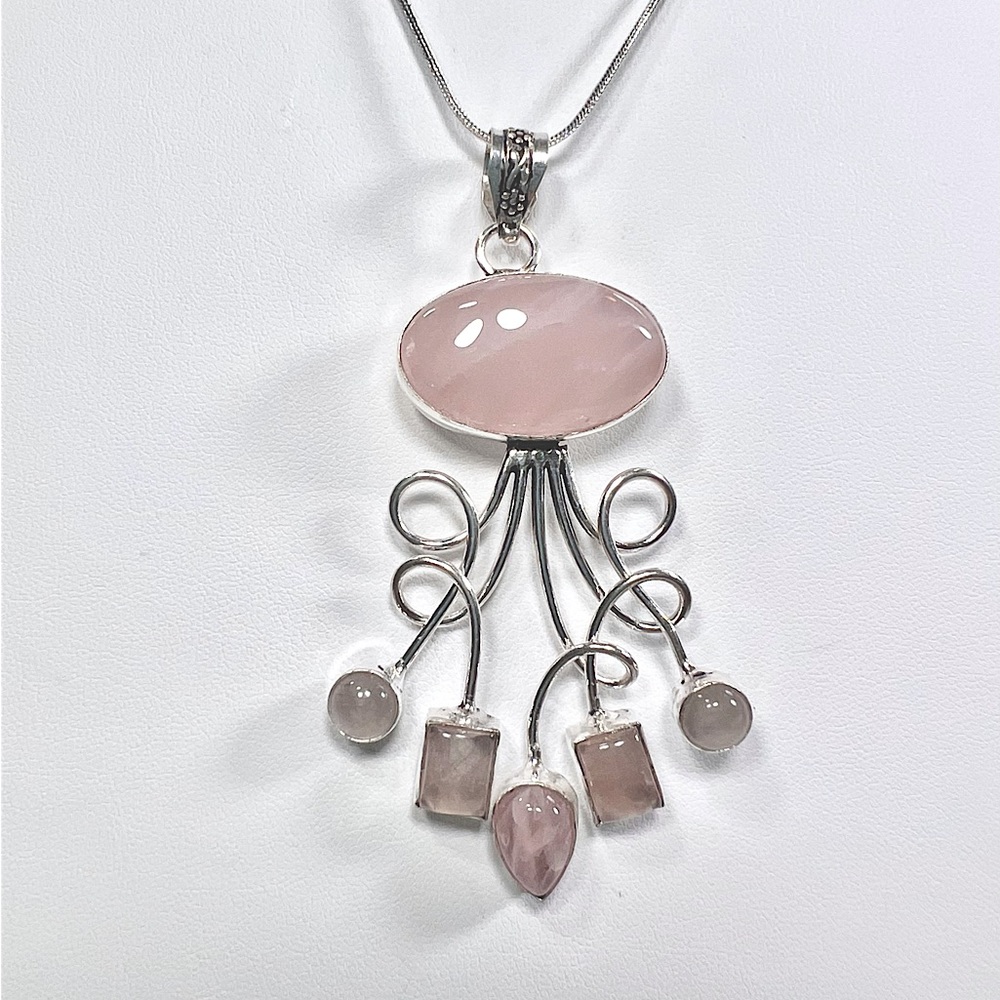 XL Rose Quartz 925 Pendant ONLY